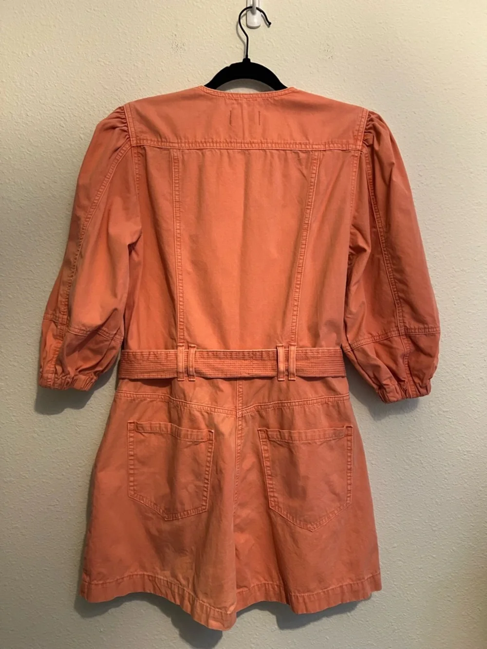 #925 NWT Free People x Driftwood acid washed flight suit puff sleeve romper M
